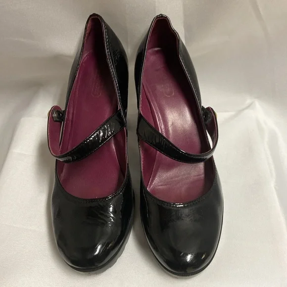Coach Lilas Patent Leather Platform Mary Jane Heels Black Size 7.5 - Picture 3 of 5